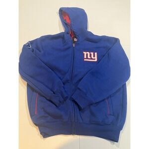 G-III NFL NY Giants Hoodie Sweatshirt Men M Blue Heavyweight Fleece Sewn Logo